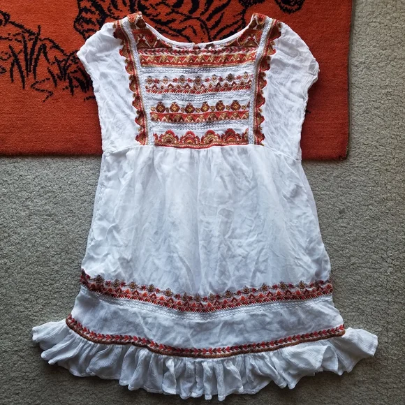 Free People Mini Dress Embroidered Boho Sunrise Tunic XS - Picture 11 of 11